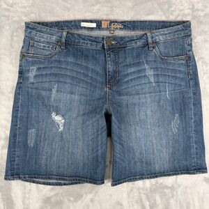 Kut from the Kloth Denim Jean Shorts Womens 20W Blue Katy Boyfriend Distressed